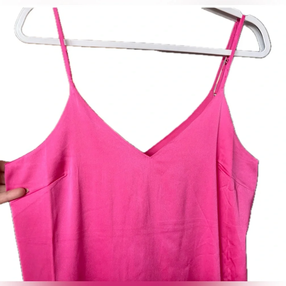 Influencer The Drop Ana Silky V-Neck Midi Slip Dress in Hot Pink Size Medium NWT - Picture 7 of 16